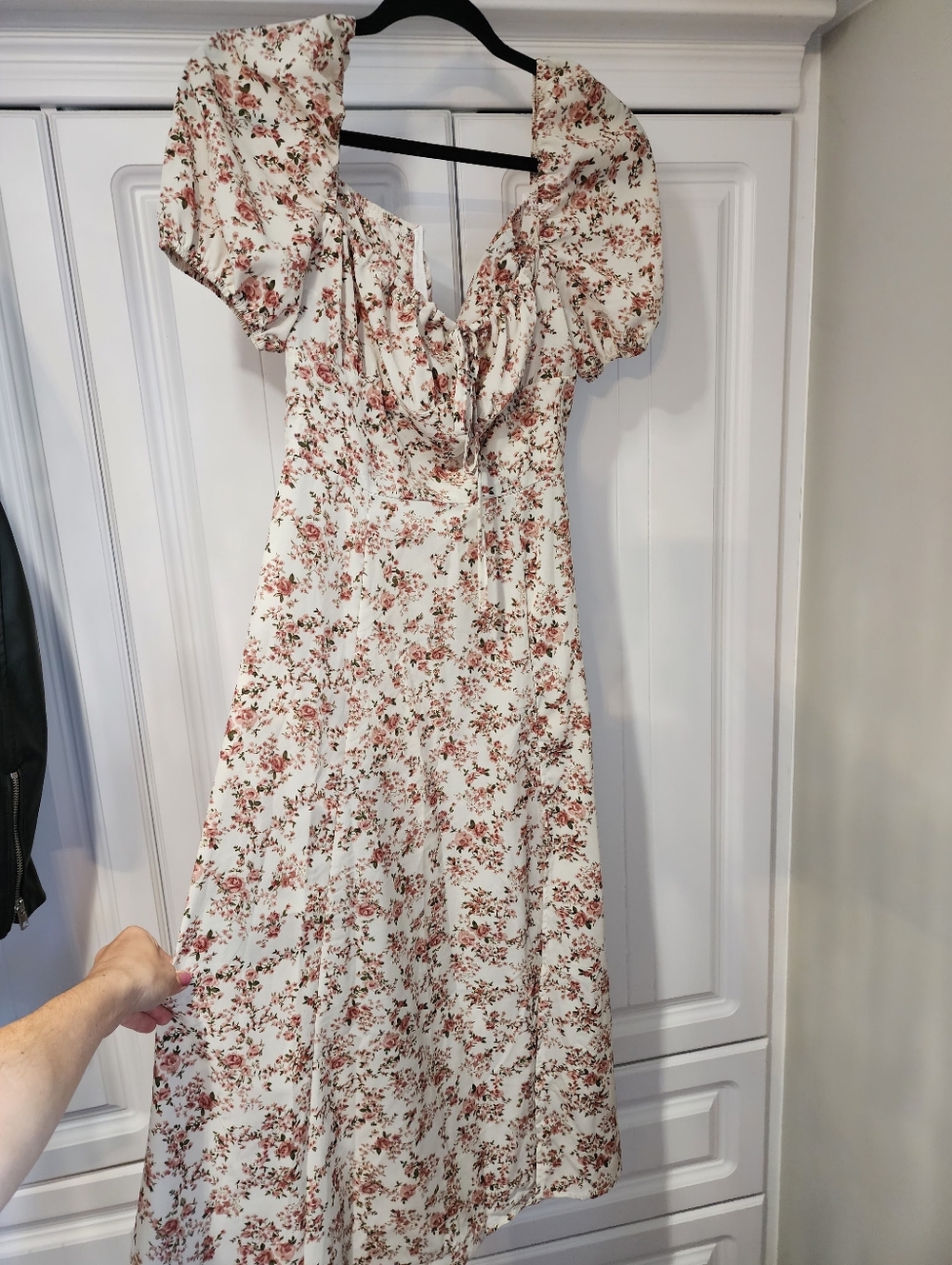 Cream Floral Cottage Milkmaid Dress With Puff Sleeves